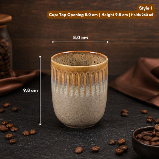 Hand-Glazed Handleless Stoneware Cup