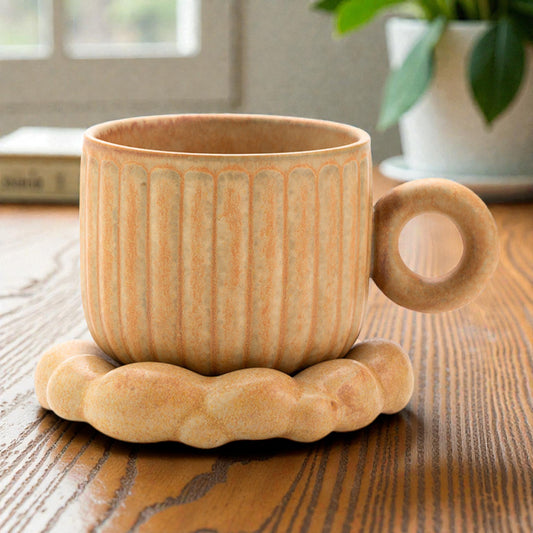 Cute Ceramic Coffee Cup with Saucer