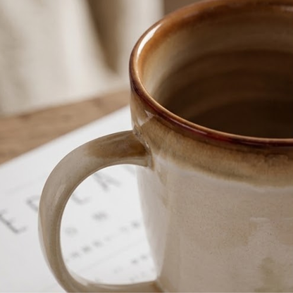Rustic Ribbed Ceramic Mug