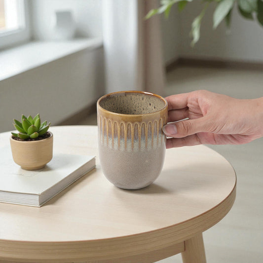 Hand-Glazed Handleless Stoneware Cup