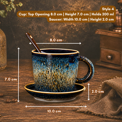 Glaze Coffee Cup with Saucer and Spoon