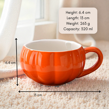 Pumpkin Ceramic Mug with Lid and Spoon