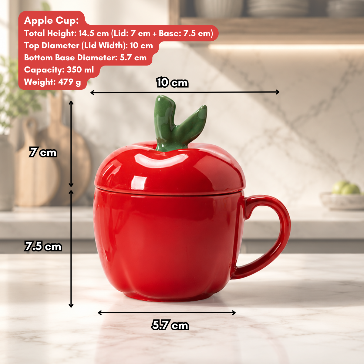 Apple Mug with Lid and Spoon