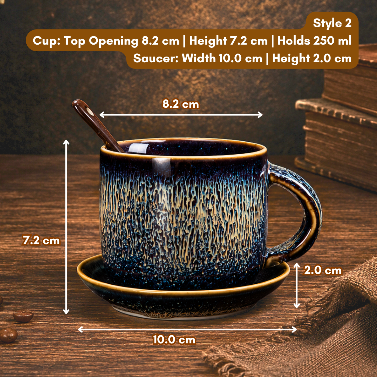 Glaze Coffee Cup with Saucer and Spoon