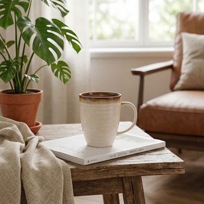 Rustic Ribbed Ceramic Mug