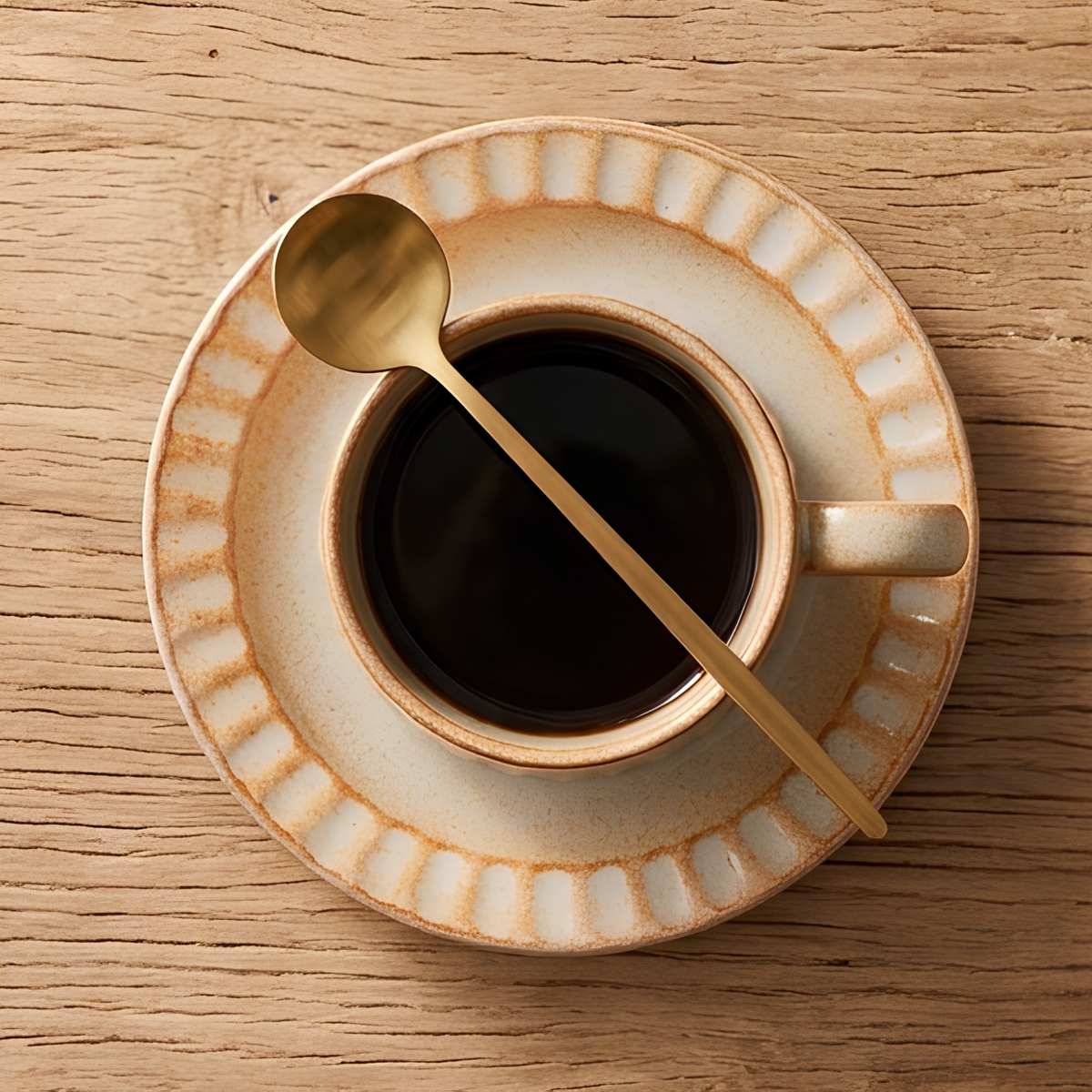 Grey Ribbed Ceramic Mug With Saucer