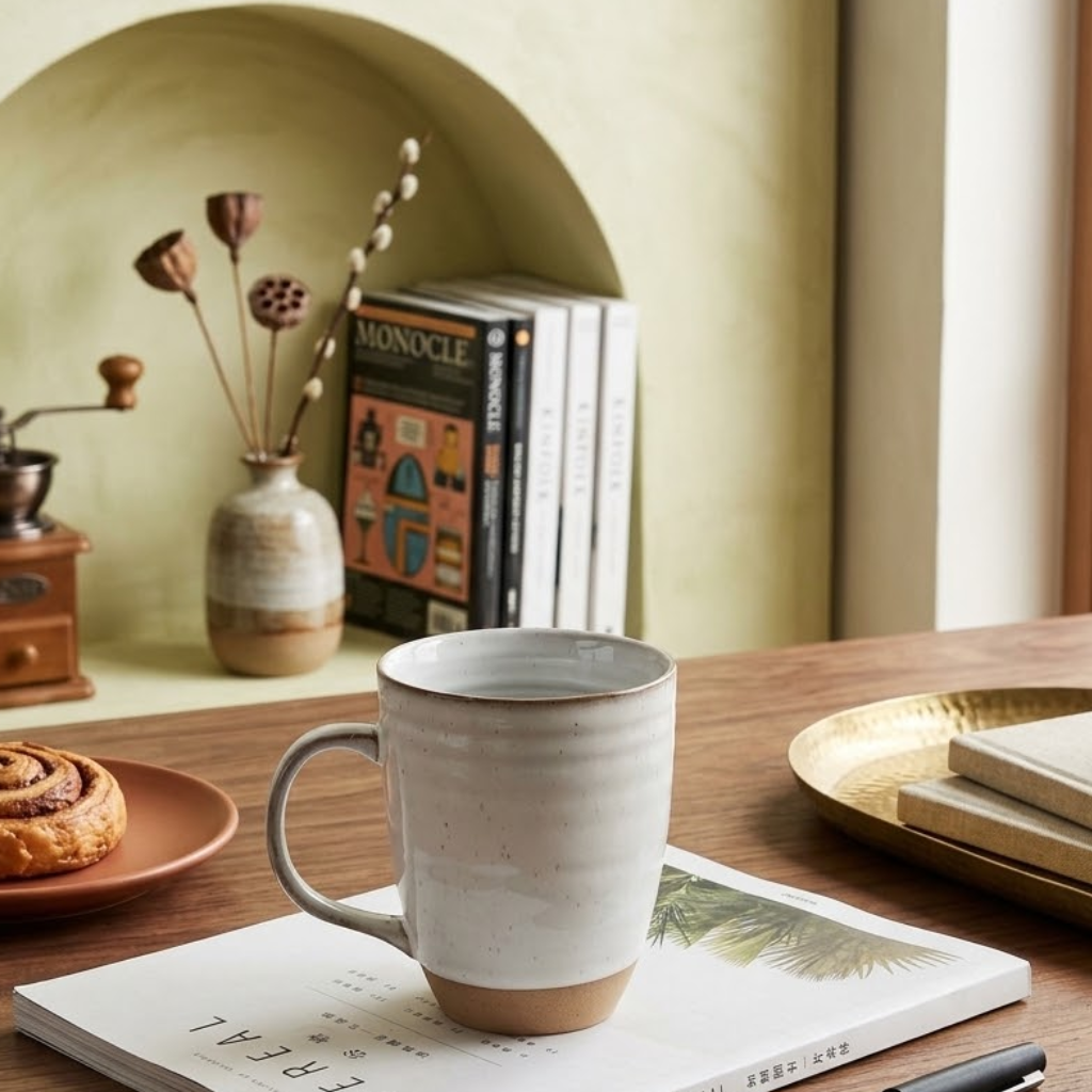 Rustic Ribbed Ceramic Mug
