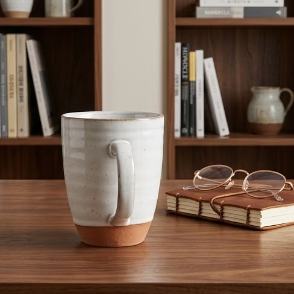 Rustic Ribbed Ceramic Mug