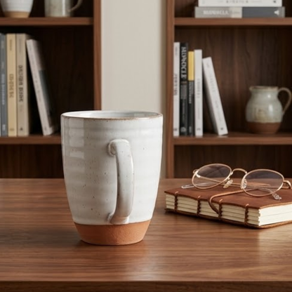 Rustic Ribbed Ceramic Mug