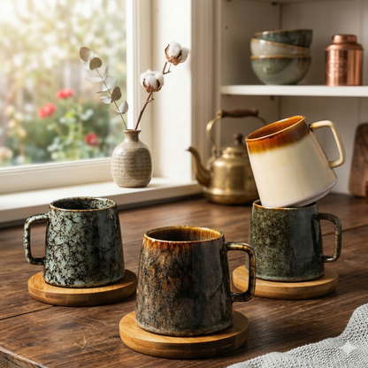 Japanese Style Coffee Mug with Coaster