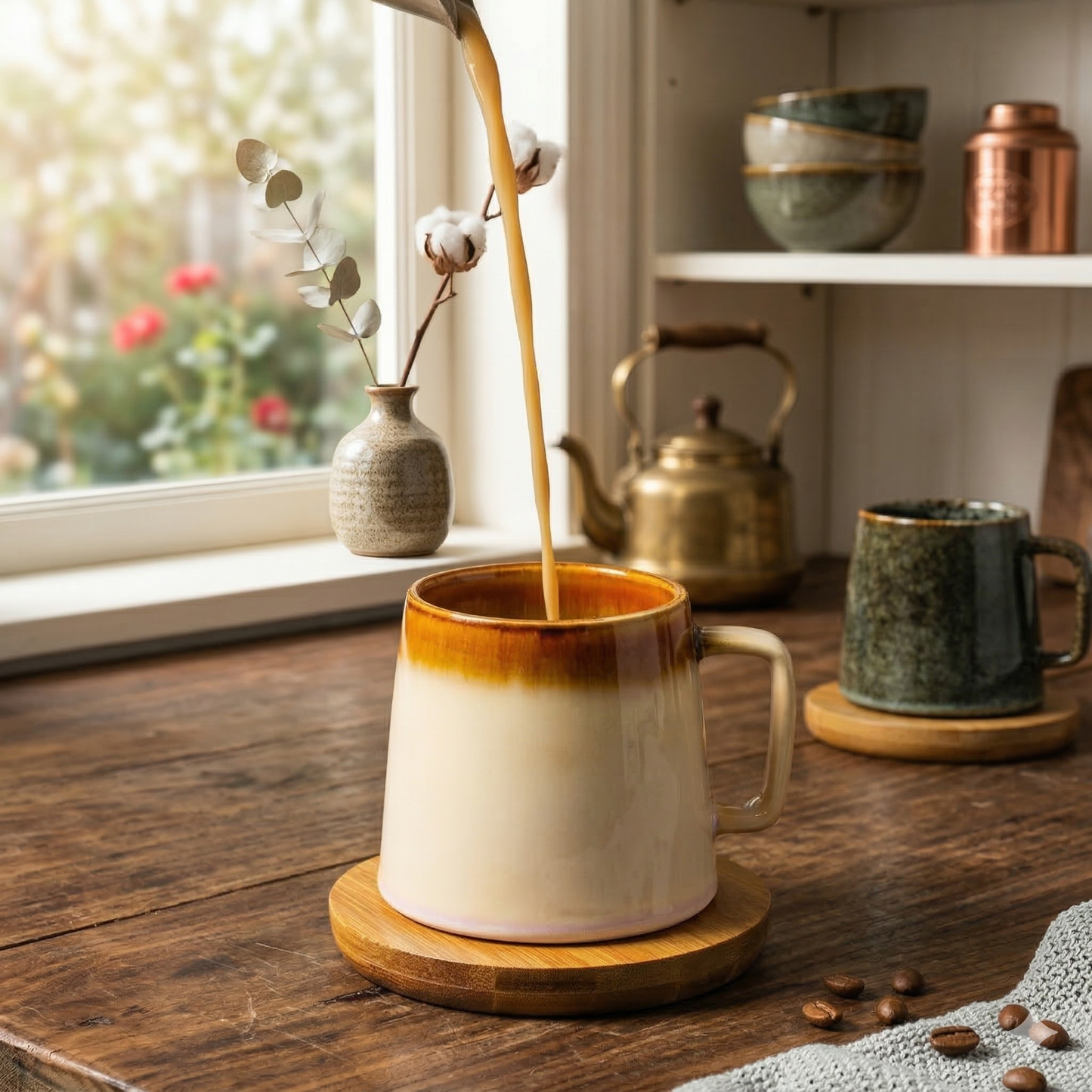 Japanese Style Coffee Mug with Coaster