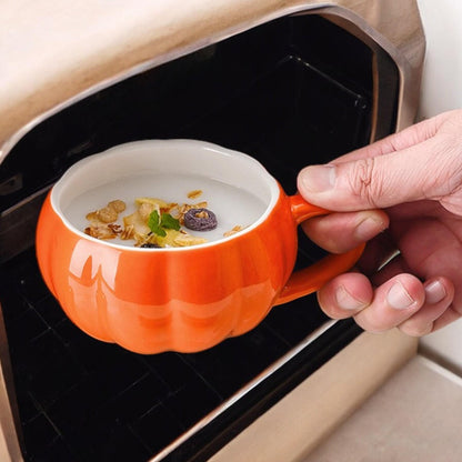 Pumpkin Ceramic Mug with Lid and Spoon