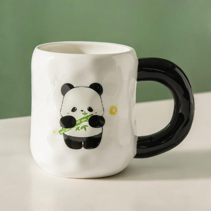Panda Ceramic Mug With Lid and Spoon