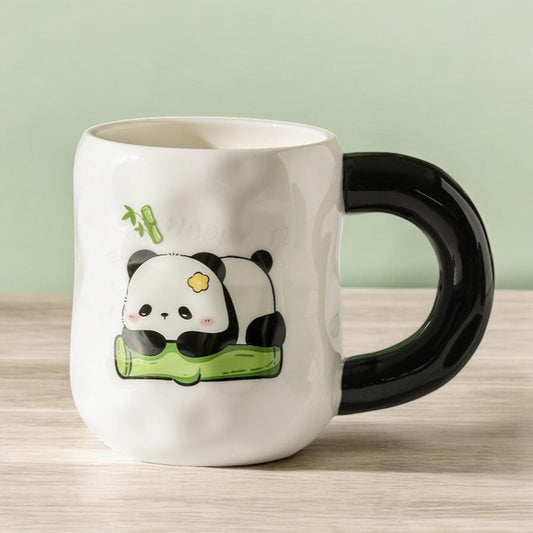 Panda Ceramic Mug With Lid and Spoon