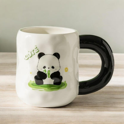 Panda Ceramic Mug With Lid and Spoon