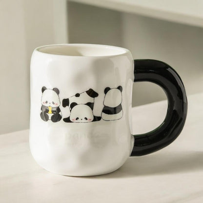 Panda Ceramic Mug With Lid and Spoon