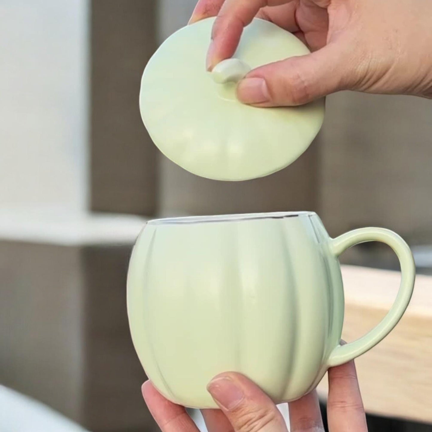 Handmade Pumpkin Mug with Lid