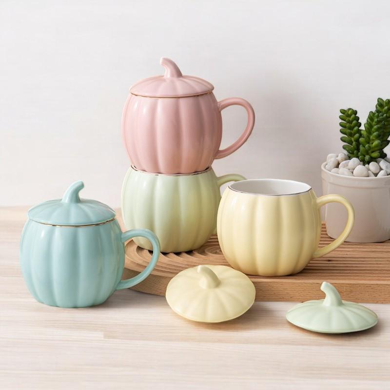 Handmade Pumpkin Mug with Lid