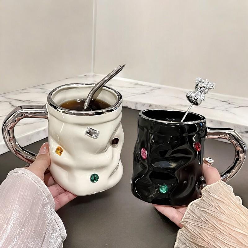 Milky Silver Crystal Ceramic Mug