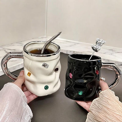Milky Silver Crystal Ceramic Mug