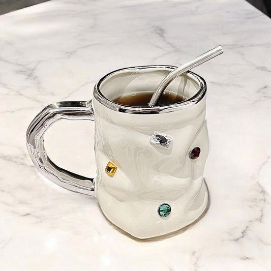 Milky Silver Crystal Ceramic Mug