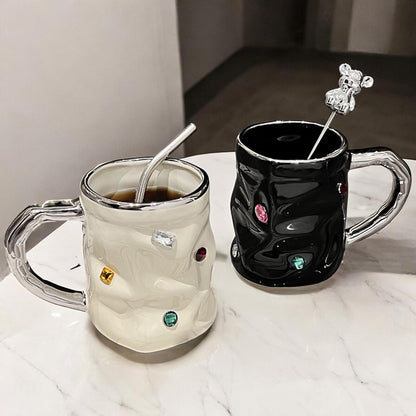Milky Silver Crystal Ceramic Mug