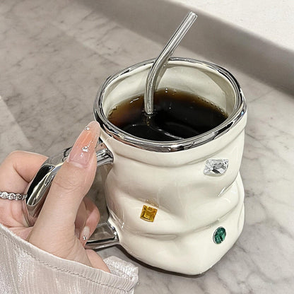 Milky Silver Crystal Ceramic Mug