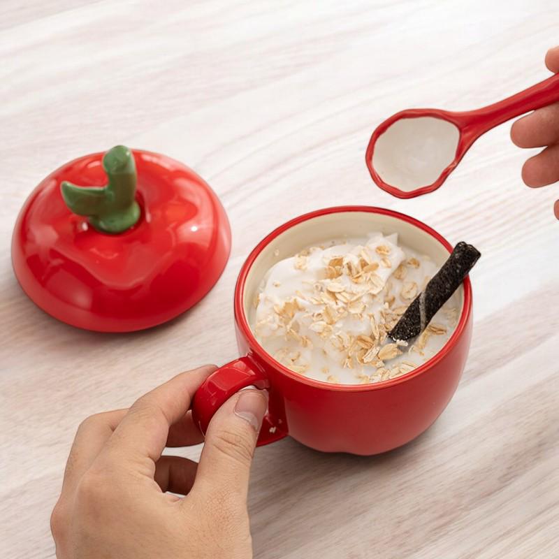 Apple Mug with Lid and Spoon