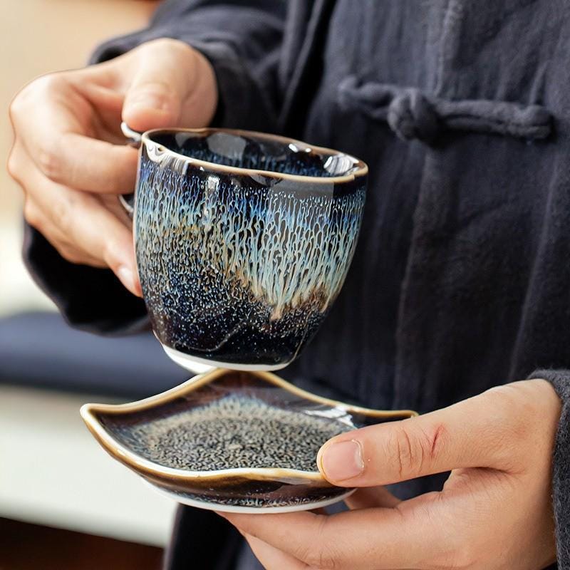 Glaze Coffee Cup with Saucer and Spoon