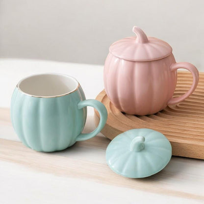 Handmade Pumpkin Mug with Lid