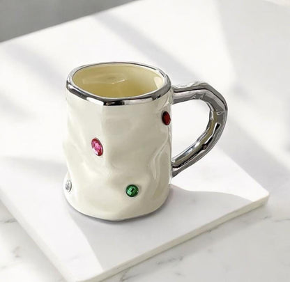 Milky Silver Crystal Ceramic Mug