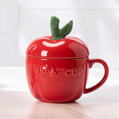 Apple Mug with Lid and Spoon