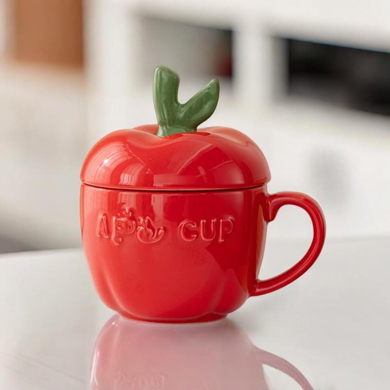 Apple Mug with Lid and Spoon