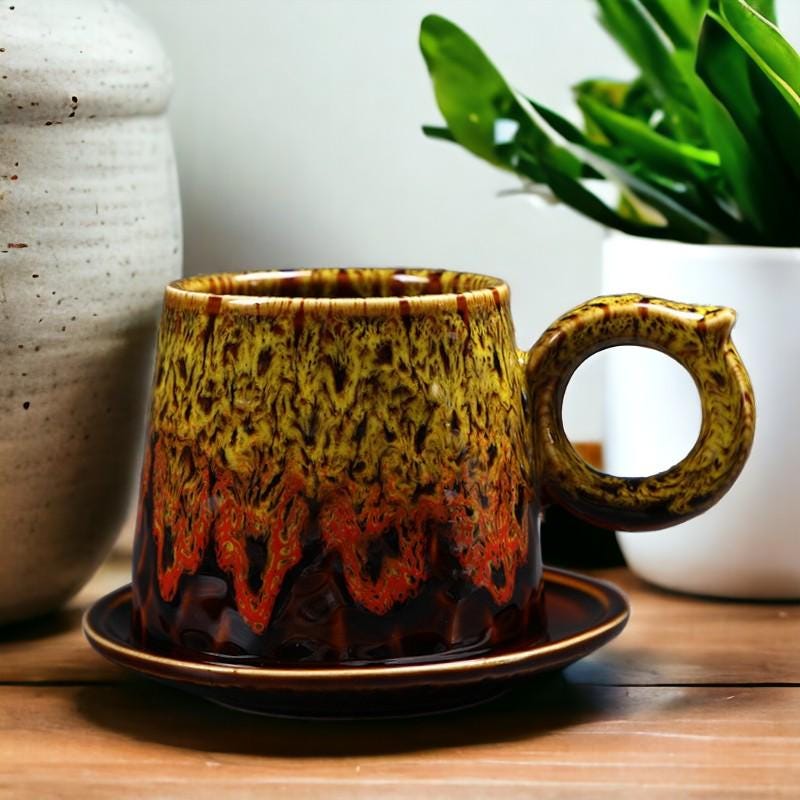 Artistic Stoneware Cup & Saucer
