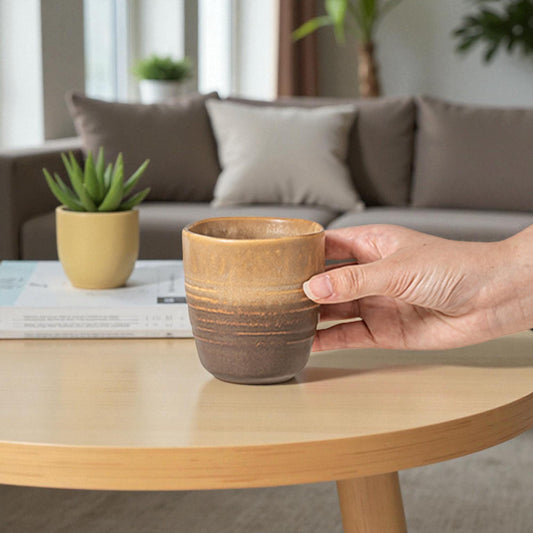 Hand-Glazed Handleless Stoneware Cup