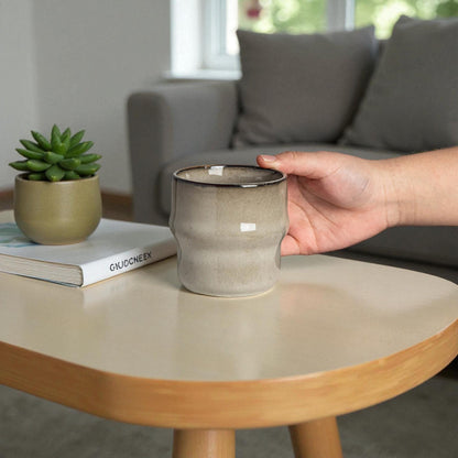 Hand-Glazed Handleless Stoneware Cup