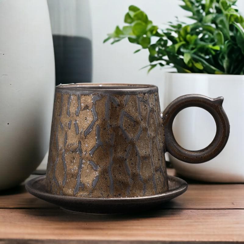 Artistic Stoneware Cup & Saucer