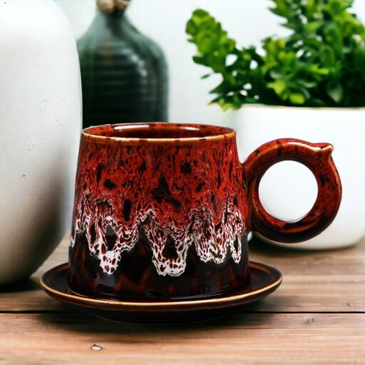 Artistic Stoneware Cup & Saucer
