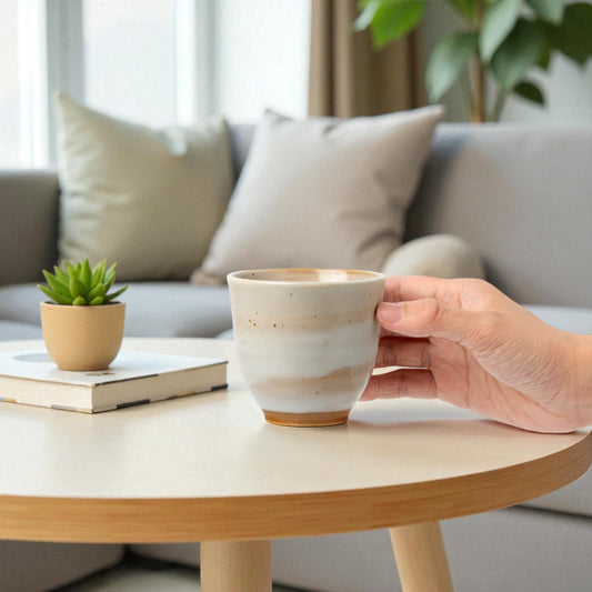 Hand-Glazed Handleless Stoneware Cup