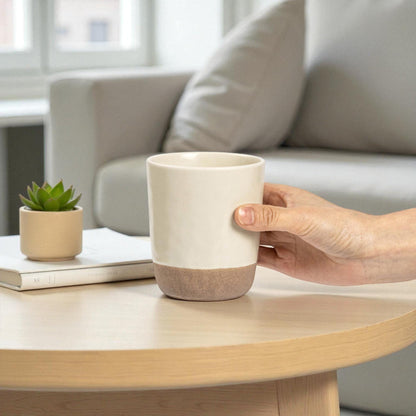 Hand-Glazed Handleless Stoneware Cup