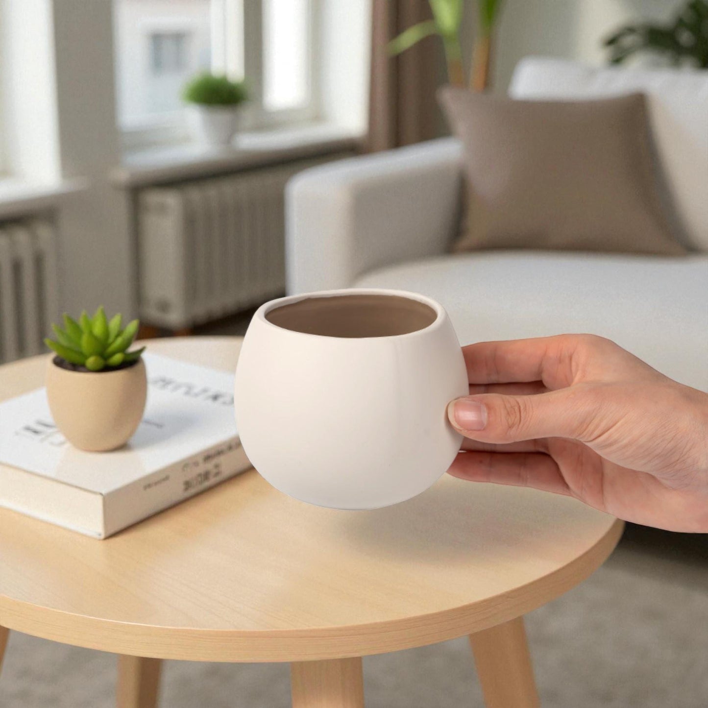 Hand-Glazed Handleless Stoneware Cup