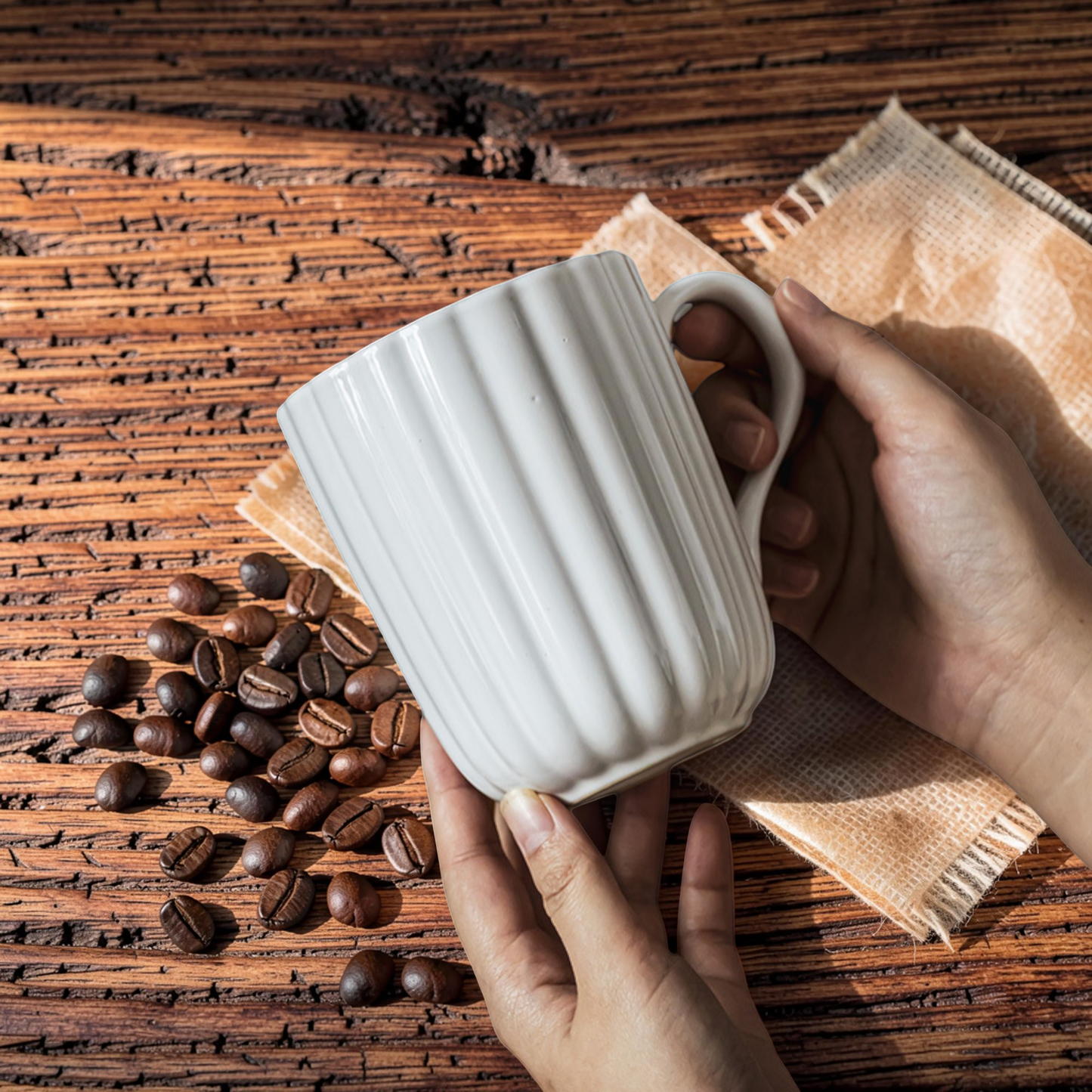 Ribbed Ceramic Coffee Mug