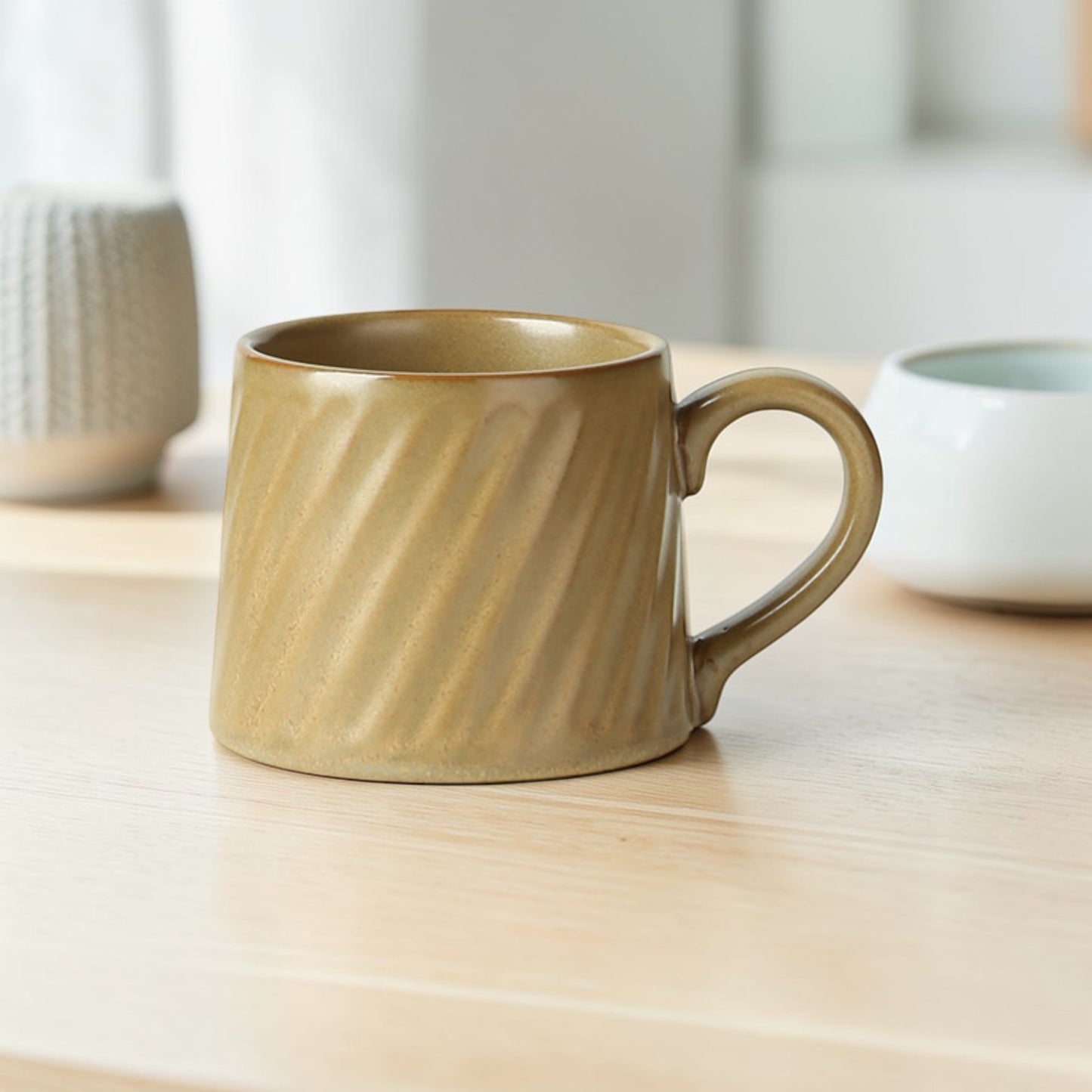 Ribbed Ceramic Cup