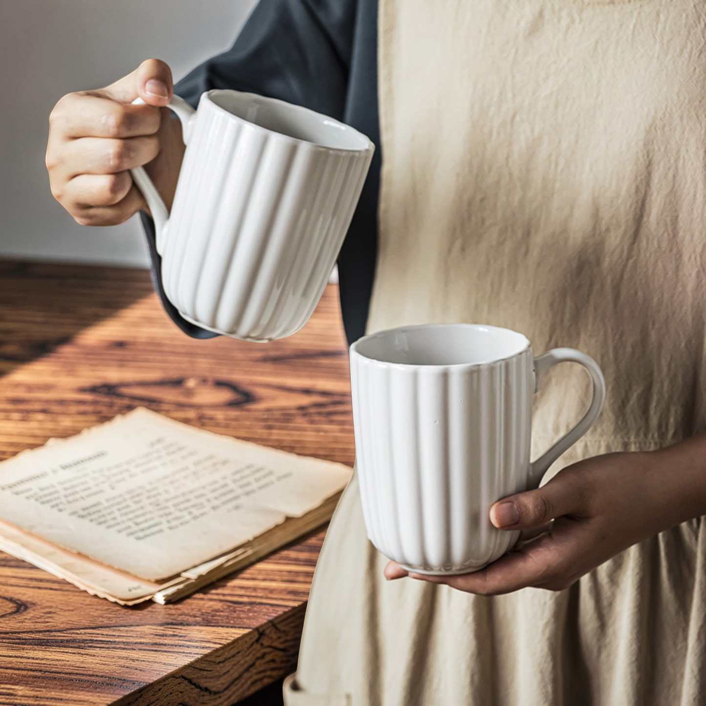Ribbed Ceramic Coffee Mug