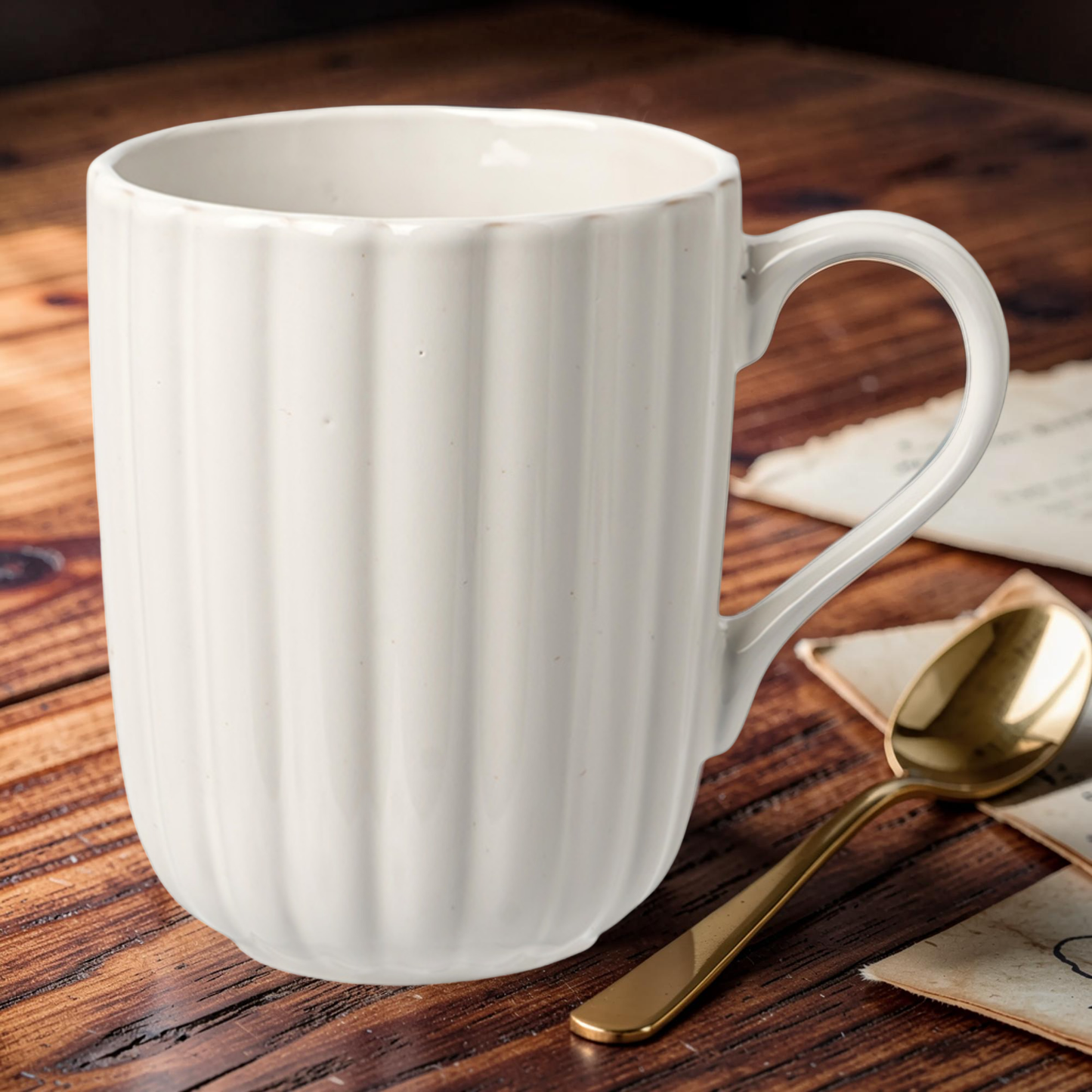 Ribbed Ceramic Coffee Mug