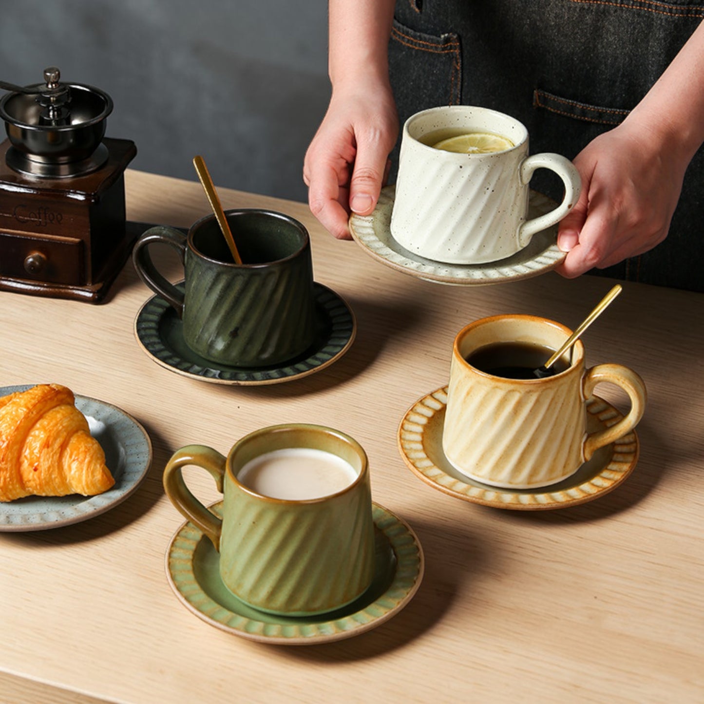 Ribbed Ceramic Cup