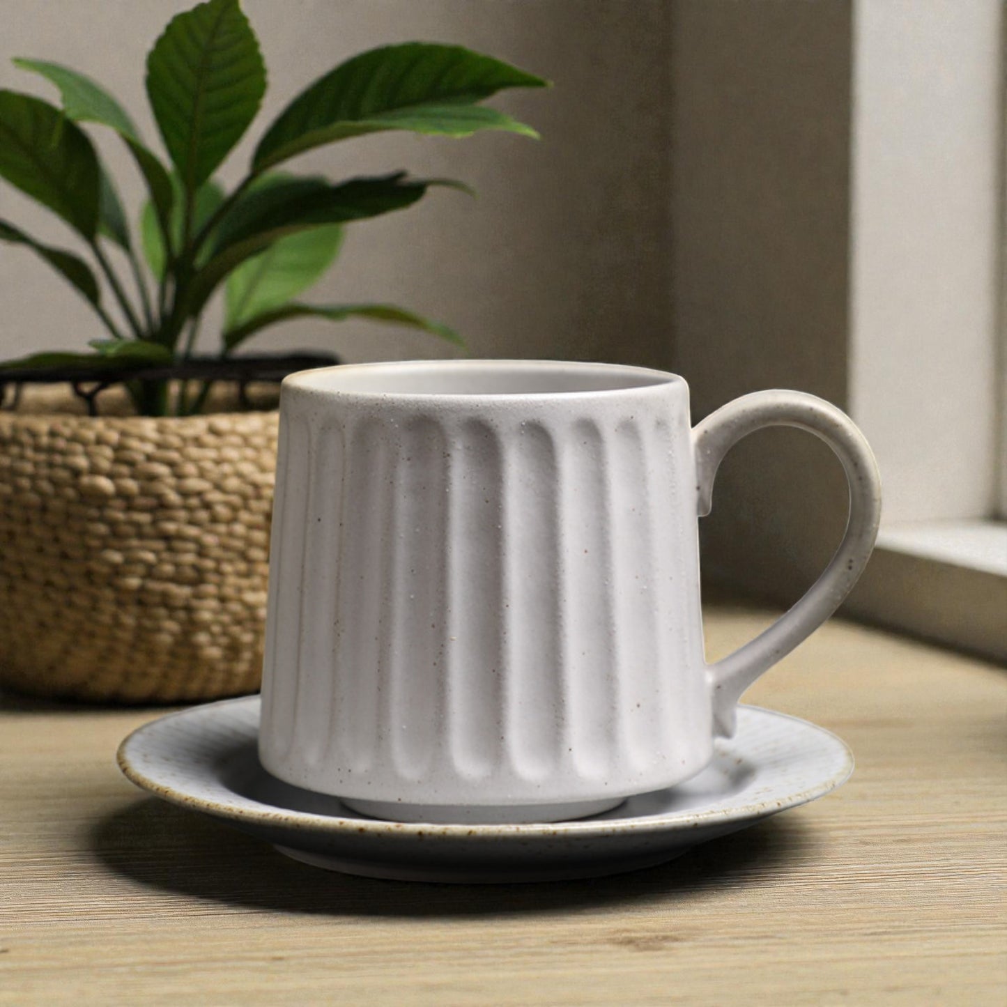 Striped Cup with Saucer Set