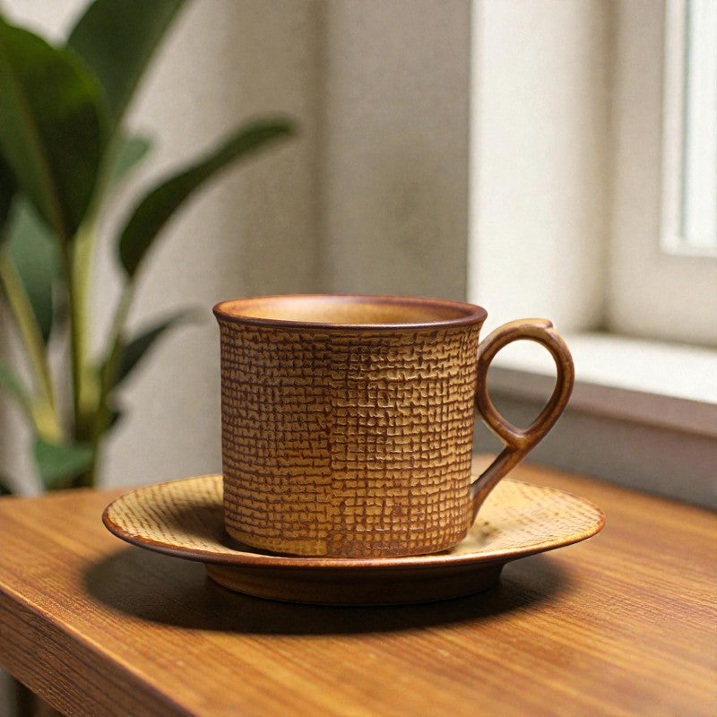 Textured Cup with Saucer
