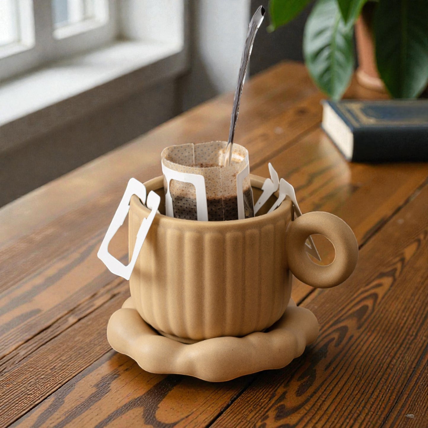 Cute Ceramic Coffee Cup with Saucer