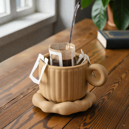 Cute Ceramic Coffee Cup with Saucer